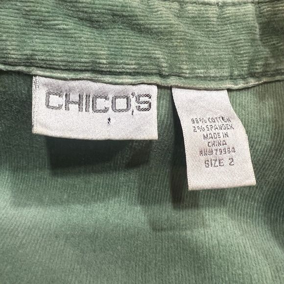 Chico’s Vintage Green Corduroy Jacket & Flare Pants Suit Sz M / 8 / Chico’s 1 - Picture 9 of 16